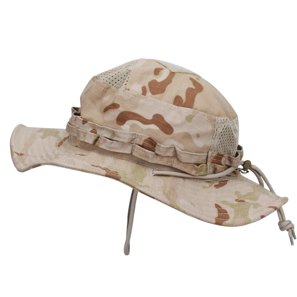 OAREA Camo Boonie Hat Sunscreen Bucket Hat Men's Outdoor Hiking Hunting Fishing Windproof Fisherman's Hat(Desert CP)