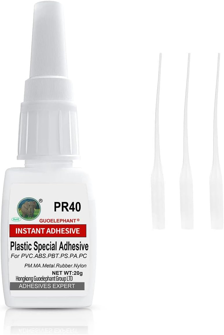 Super Glue for Plastic, Instantly Strong Adhesive for Plastic, Model, Acrylic, Miniatures, PVC, Vinyl, ABS, PBT, PS, PA, PC, PM, MA, Nylon - Clear, Waterproof, Heat-Resistant