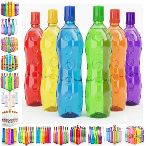 Image of RED WIND Unbreakable 1 Litre Pastel Water Bottles | Pack of 12 | Multicolor | Leakproof Screw Cap | BPA-Free | Bottles for Fridge, Gym, Home, Office, School and Travel
