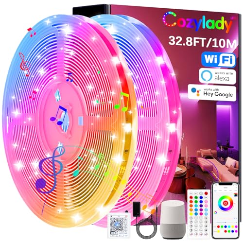 Lista de Tiras LED los más recomendados. 42 Tira LED de Wifi 10M, Cozylady Luces LED RGB 5050 Música de Tira, Compatible con Alexa y Google Home, con Control de APP + Control Remoto IR de 44 Teclas, para Cuarto, Bar,...