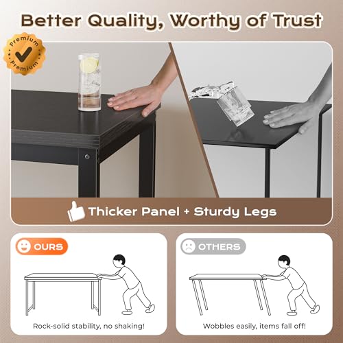 Image of Huuger 48 x 24 inch Desk with Power Outlets & USB-C, Deeper & Thicker Desktop, Robust Metal Tubes, Computer Desk, Heavy Duty Office Desk, Work Gaming Desk for Home Office, Black