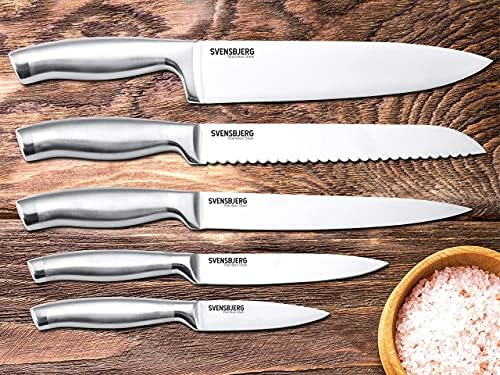 Svensbjerg 5-Piece Kitchen Knife Set, Professional Chef's Knife Set, Stainless Blade Steel, Easy Sharpening, Ergonomic, Simple Elegance