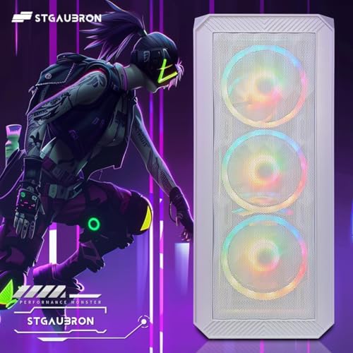 Image of STGAubron Gaming PC Desktop Computer, Intel Core i7 up to 3.9G, GeForce RTX 2060 6G, 16GB RAM, 1TB SSD, WiFi 6, BT 5.0, RGB Fan x 4, Windows 11 Home,White