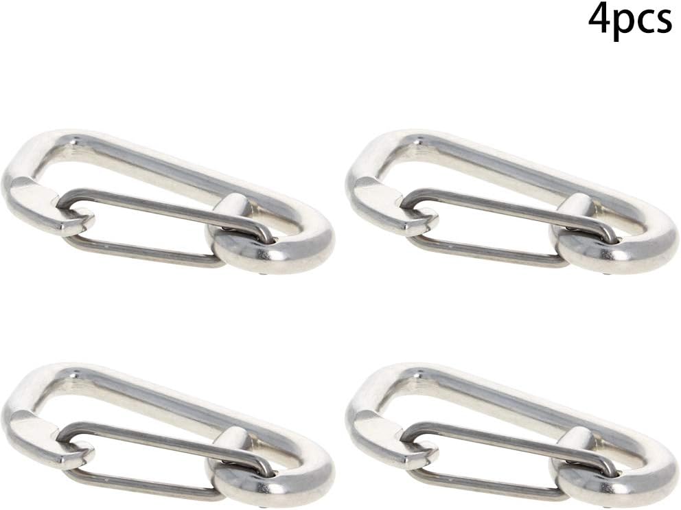 Yinpecly Spring Snap Hook 71.2x120.2mm(LxW)304 Stainless Steel Carabiner Steel Clips for Ropes,Clip Hooks for Keychain,Dog Leashes,Fishing, Camping,Silver Tone 4PCS