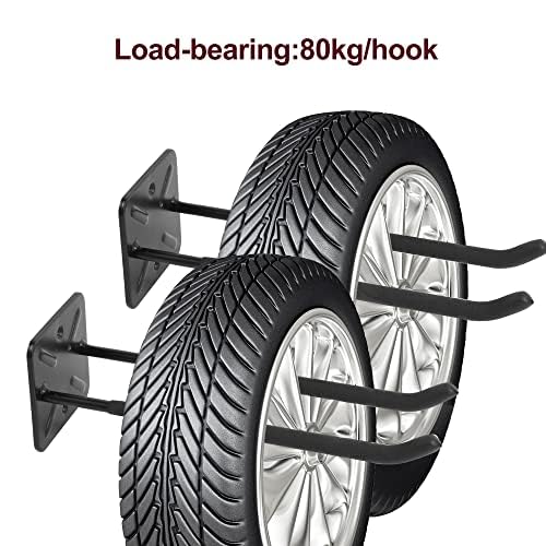 Garagenhaken, Wandhalterung Kleiderbügel Rack, Schuppen Organizer, Heavy Duty Kleiderbügel Rack Garage Storage Utility Haken für Hof, Werkzeuge,- Länge 32 cm, Belastung: 80 kg/jeder Haken (4PACK)
