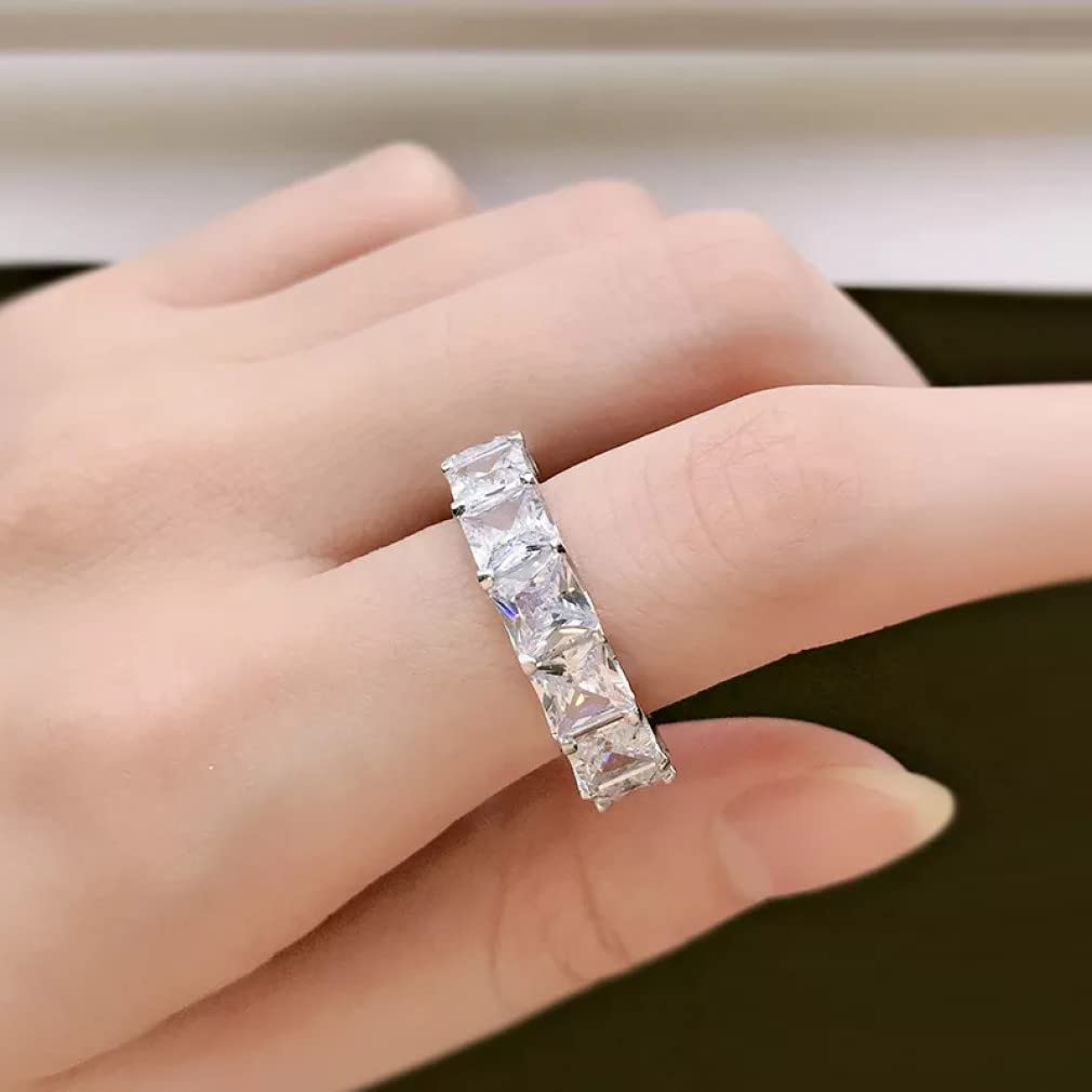 5 * 5 MM Platz 5A Zirkon Voller Diamant Ring S925 Sterling Silber Schmuck Frau Jahrestag Geburtstagsgeschenk