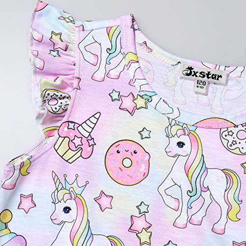 Jxstar 2-Pack Nightgown for Girls Flutter Sleeve Pajamas Cotton Sleepwear Night Dresses2