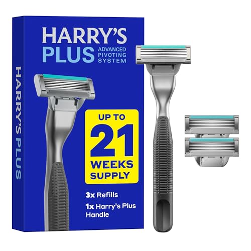Harry's Plus Razor Shaving Kit for Men - Premium Handle, 3 Blade Cartridges - image 1