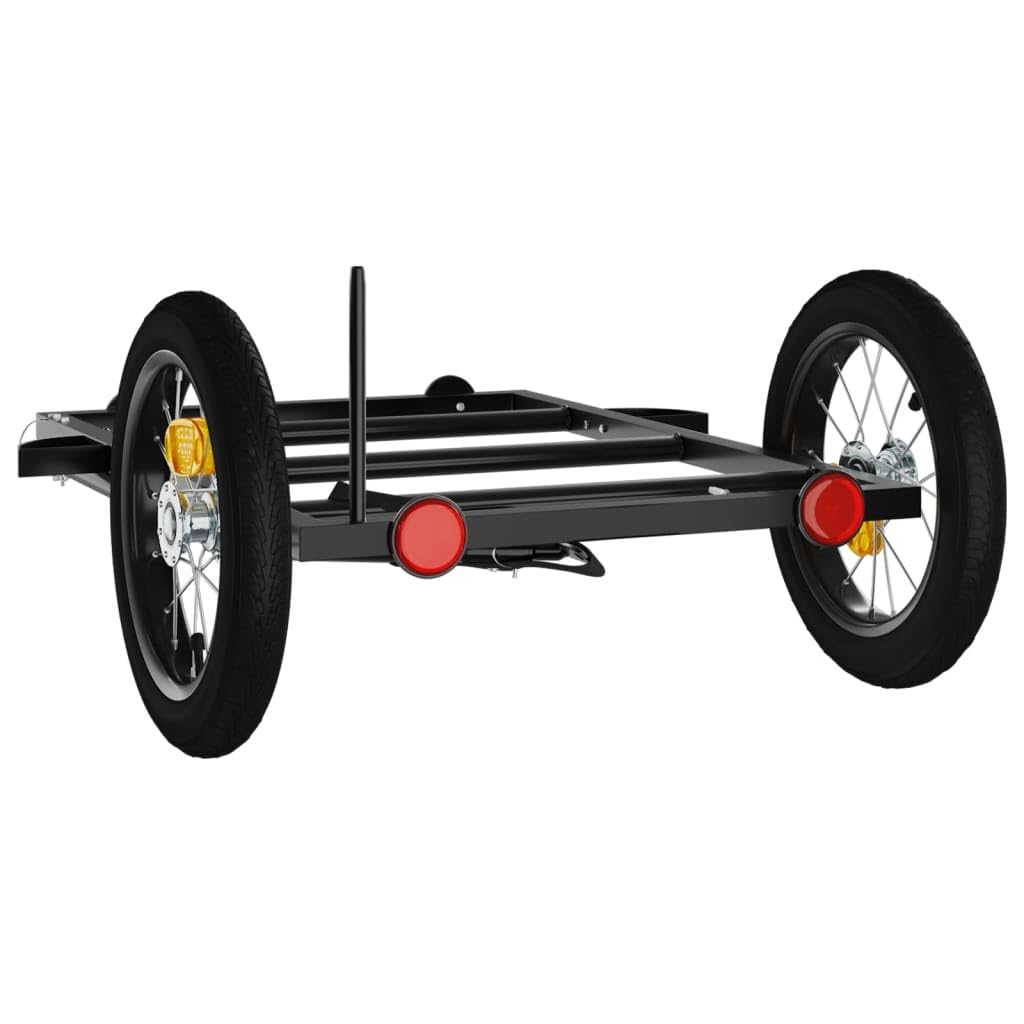 Mangloder Fahrradanhänger Schwarz 122x53x Eisen mit Deichsel, Zuladung, Sicherheitsflagge, ideal für Transport, Camping, Familie, Hunde, Gepäck, Robustes Design, langlebig