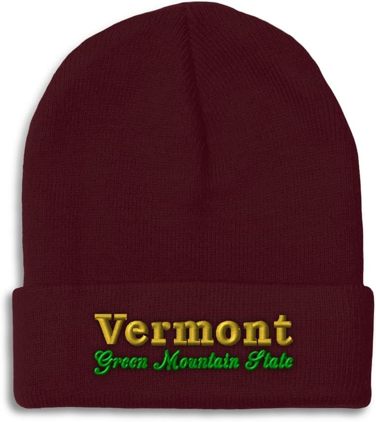 Beanies for Men Vermont Green Mountain State Style B Skull Cap Winter Hats for Women Acrylic 1 Size