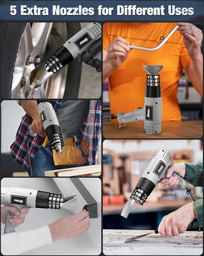 Image of FEDUS Heat Gun Hot Air Gun Temperature Machine 1800W 5 Nozzles Included, 2 Temp Settings Great for industrial use & Crafts,Removing & Drying Paint,Shrink Tubing /Wrapping Packing,Bend Pipes,Epoxy Resin