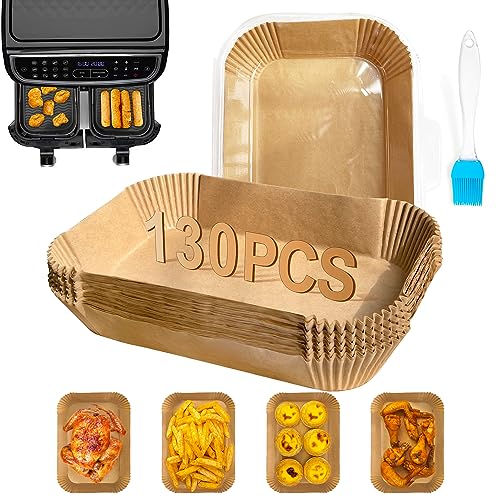 130PC Air Fryer Liners Disposable FEEZOM Air Fryer Paper Liners for AF300UK AF400UK SL400UK Air Fryer Accessories Parchment Liners Compatible with Ninja Tower Keplin Other Dual 9.5L Air Fryer