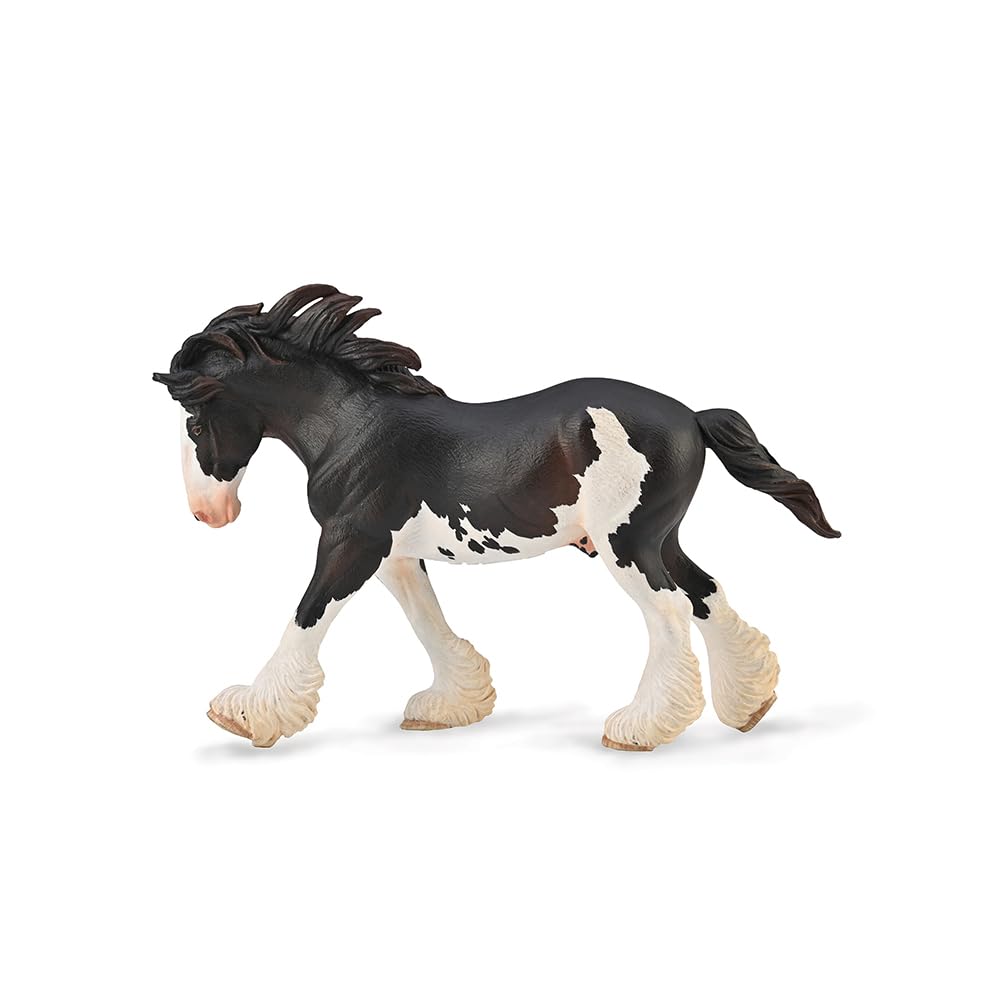 CollectA Clydesdale Stallion (Black Sabino) - Realistic Hand-Finished Horse Toy, Animal Figures, Educational Toys, Ideal For Imaginary Play, 3 Years +