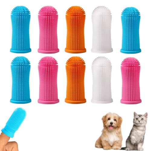 JRYXDS 10Pcs Spazzolino Per Cani 360º Spazzolino Da Denti Del Dito Del Cane Spazzolini Da Dito Per Cane In Silicone Alimentare Morbido 4 Colori