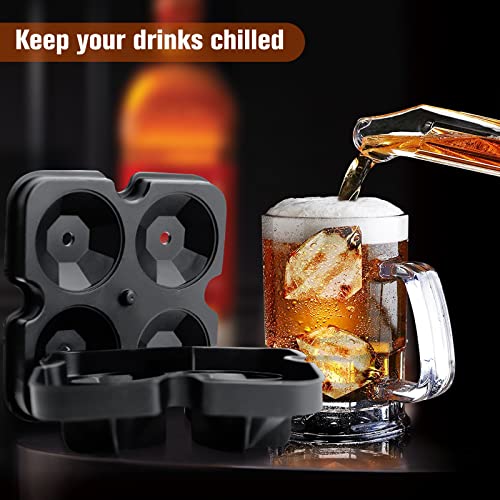 Ice Cube Trays (Set Of 2),Diamond-Shape Ice Cube Maker With Lids, Diamond-Shape Ice Cube Molds For Whiskey Cocktails & Bourbon,Reusable Bpa Free Stackable Flexible Ice Molds With Funnel #TOP2