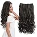 REECHO 20" 1-Pack 3/4 Full Head Curly Wave Clips in on Synthetic Hair Extensions Hairpieces for Women 5 Clips 4.6 Oz per Piece - Black brown