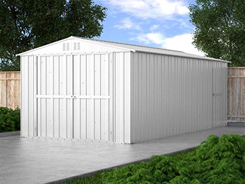 Box in Acciaio Zincato Casetta da Giardino in Lamiera 3.27 x 6.11 m x h2.35 m - 346 KG – 19 metri quadri (Bianco)