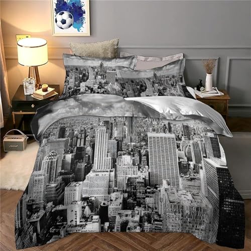 Housse de couette New York 140x200 parure lit microfibre single - 6