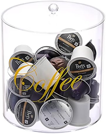 ELLDOO Clear Acrylic Coffee Pod Holder with Lid for Nespresso Capsules Vertuoline OriginalLine, Large Capacity Coffee Pod Organizer Dispenser for Coffee Bar Accessories Kitchen Countertop
