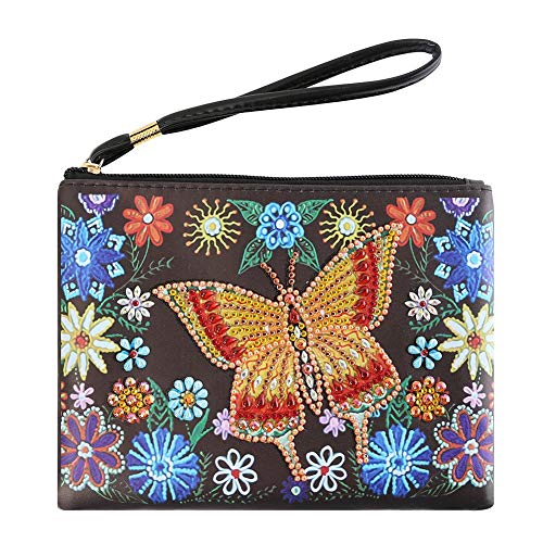 DIY Diamond Painting Handbag Bag Butterfly Special Shaped Diamond Painting Wristlet Clutch Women Wallet Handbag Art Crafts Gifts for Ladies and Girls