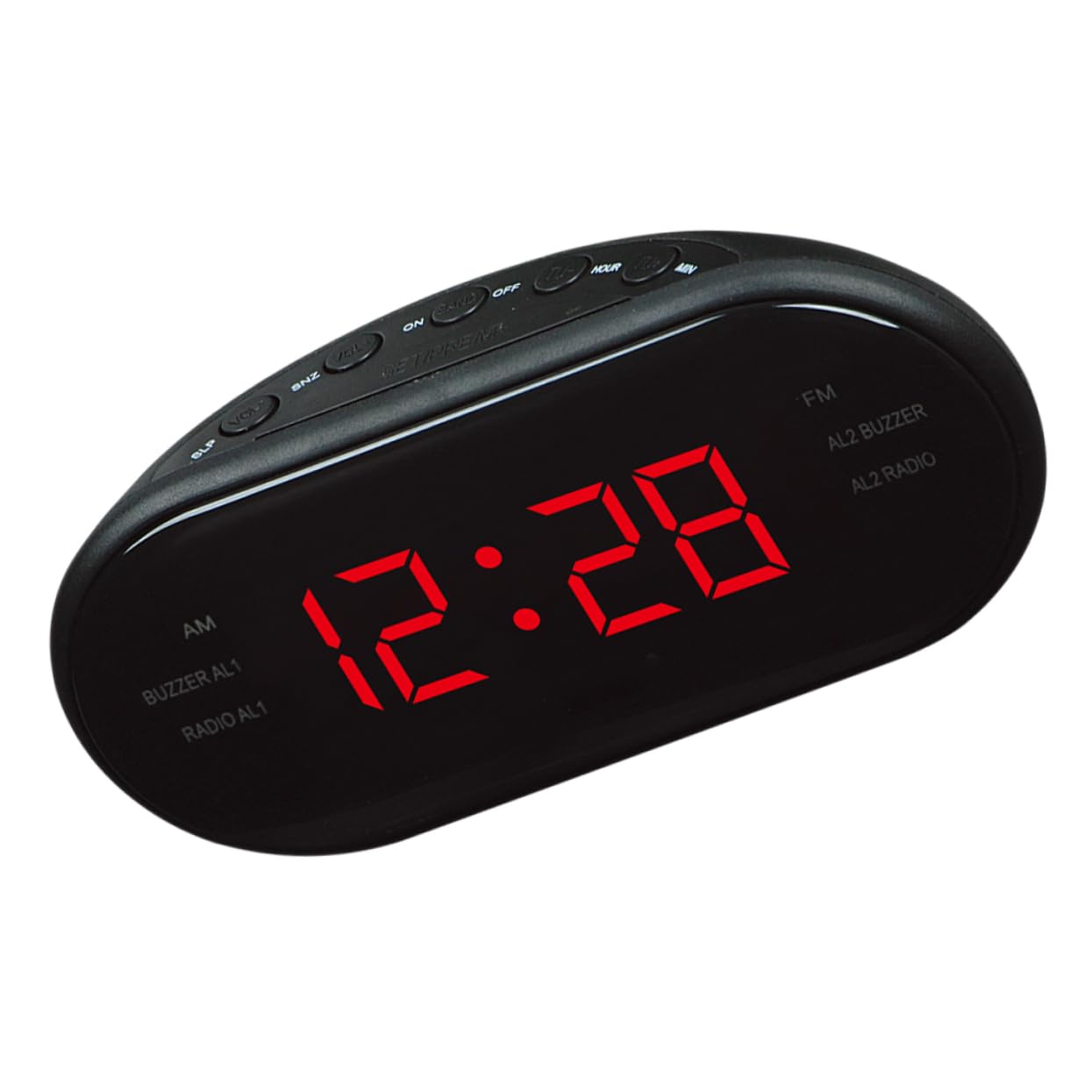 Radio-réveil numérique rouge UKCOCO avec projection de l'heure et tuner FM