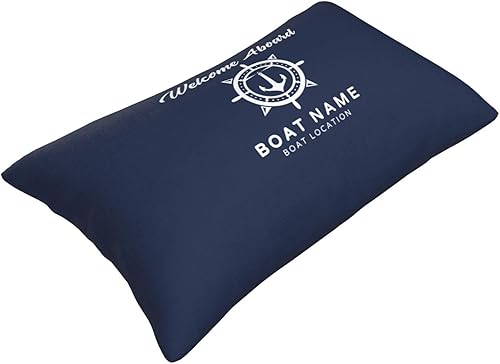 Miniatura 6 de Funda de almohada náutica personalizada con nombre de brújula, funda de almohada lumbar azul marino y decoración de arte de barco, funda de cojín