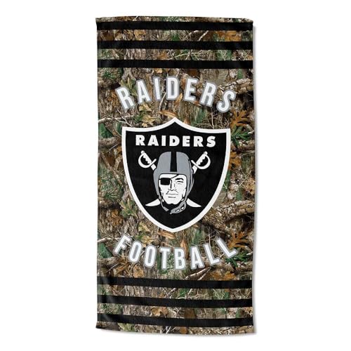 Image of Northwest NFL Las Vegas Raiders Unisex-Adult Beach Towel, 30 inch x 60 inch, Realtree Camo Stripes