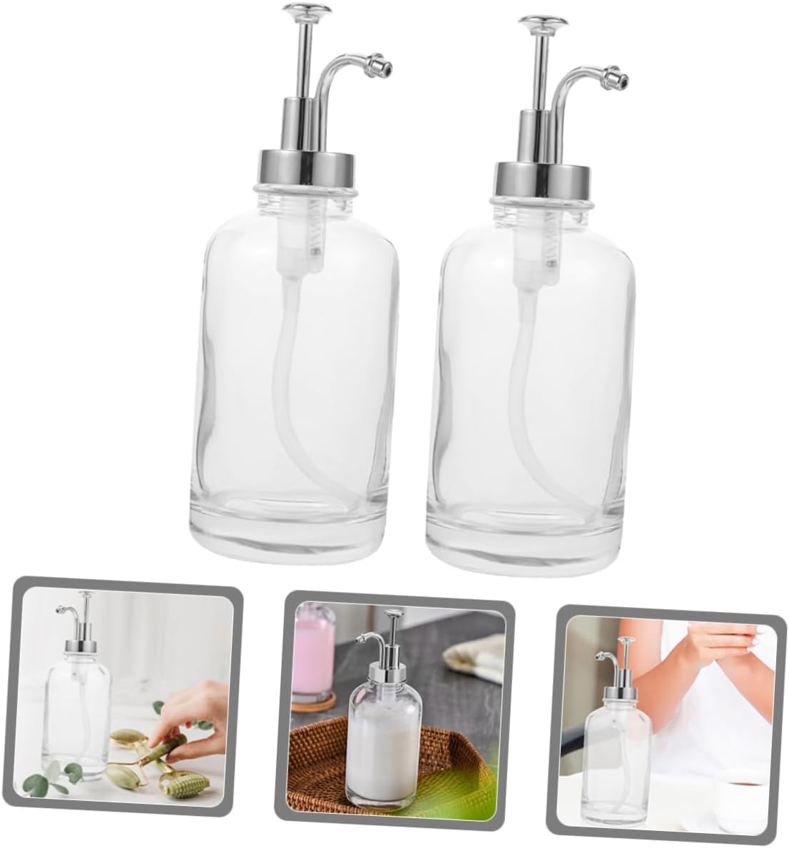 2pcs Glass Syrup Pump Dispenser Capacity Coffee Syrup Organizer Multi-use Kitchen Bottle