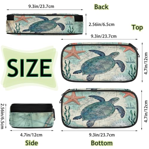 Image of Pardick Pencil Case for Girls Boys, Sea Turtle Big Capacity Pencil Pouch with Zipper Compartments Pen Holder Portable Stationery Storage Bag Back to School Gifts Ideas