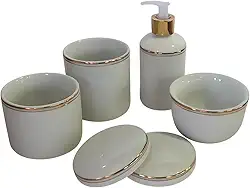 Kit Higiene Para Bebê 4 Peças Lisas Com Filete Ouro