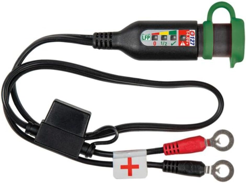 Optimate cable O-127 ring terminal harness with integrated battery status / charge system monitor, 12.8V / 13.2V lithium powersport, smart