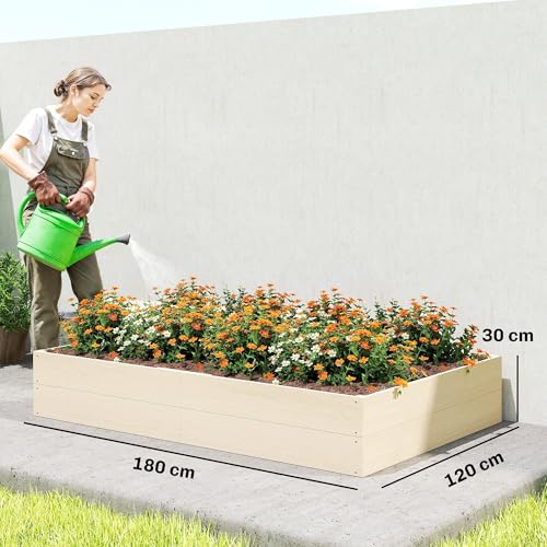 Outsunny Wooden Raised Bed For Garden, 620L Extra Large Raised Garden Bed With Open Bottom, 180 X 120Cm Outdoor Elevated Planter Box For Vegetables, Herbs And Flowers, Easy Assembly, Diy Painting - 7