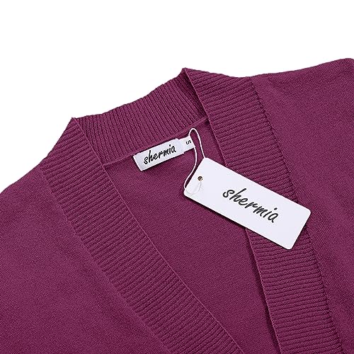 Image of Women's 3 /4 Sleeve Cropped Cardigan Sweater Open Front Short Shrugs Cardigans Lightweight Sweaters
