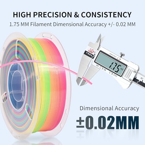 Image of RAMBERY Silk Rainbow 3D Printer Filament 1.75mm Multi-Color PLA Filament Fast Color Change Candy Color 3D Printing Filament, 1kg Spool