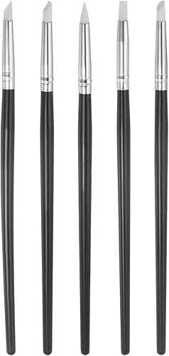 Miniatura 10 de HARFINGTON Juego de 5 herramientas para esculpir arcilla, moldeador de arcilla con punta de goma, pinceles de silicona, herramienta de tallado para