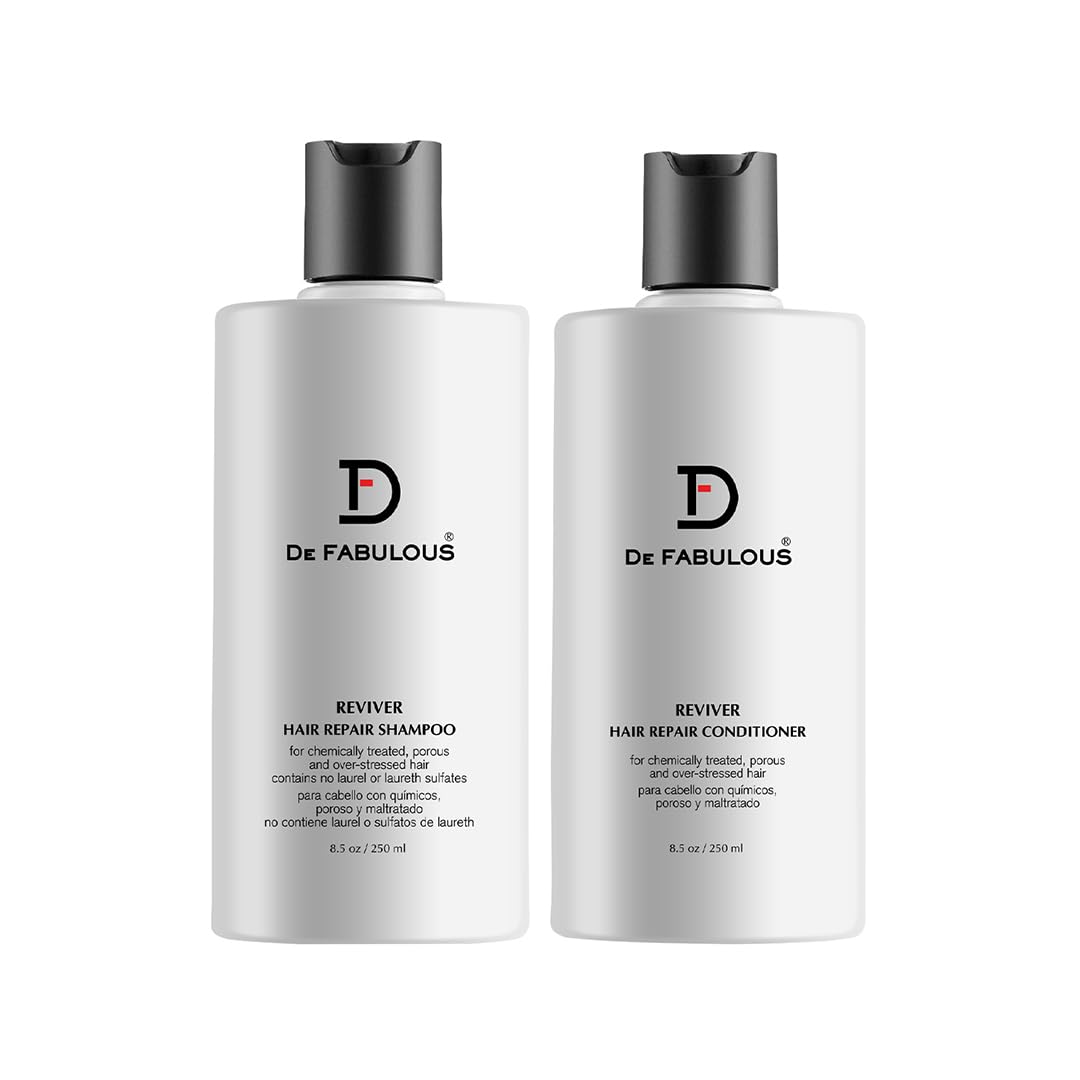 De Fabulous Reviver Hair Repair Combo Set - Shampoo & Conditioner 250ml | Triple Protein Formula with Soy, Oat & Wheat Proteins | Restores & Strengthens Chemically Treated, Damaged Hair | Sulfate-Free