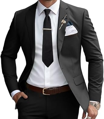 Mens Suits Slim Fit 2 Piece Wedding Prom Tuxedo Classic Blazer Jacket Pants Set