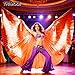 TRIMODI Adult Egyptian Professional Belly Dance Costume Angle Wings with Sticks for Halloween Carnival Performance (Orange(Back not Open))