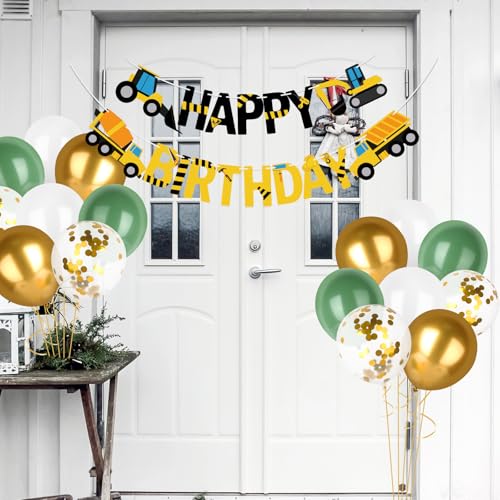 Image of Happy Birthday Banner Construction Party Decorations Construction Birthday Party Supplies for Boys 1st 2nd 3rd Construction Birthday Banner Garland Excavator Dump Truck Tractor Sign