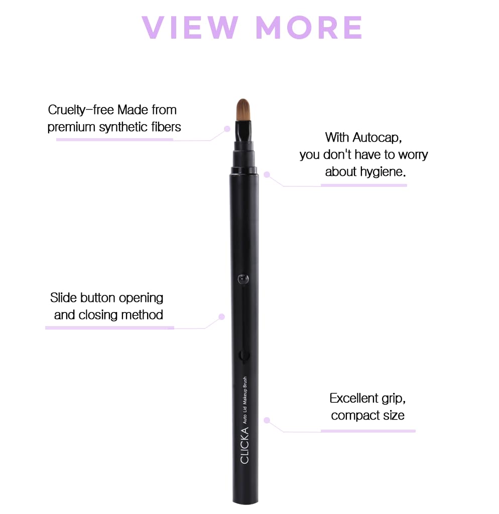Auto Lid Makeup Brush Set, 5 Retractable Brushes, Travel-Friendly, Black