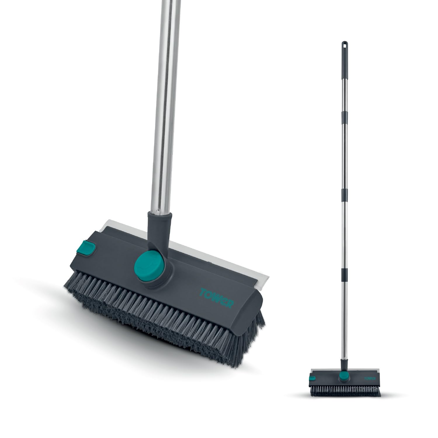Tower 2 in1 Floor Scrubbing Brush with Squeegee in Teal
