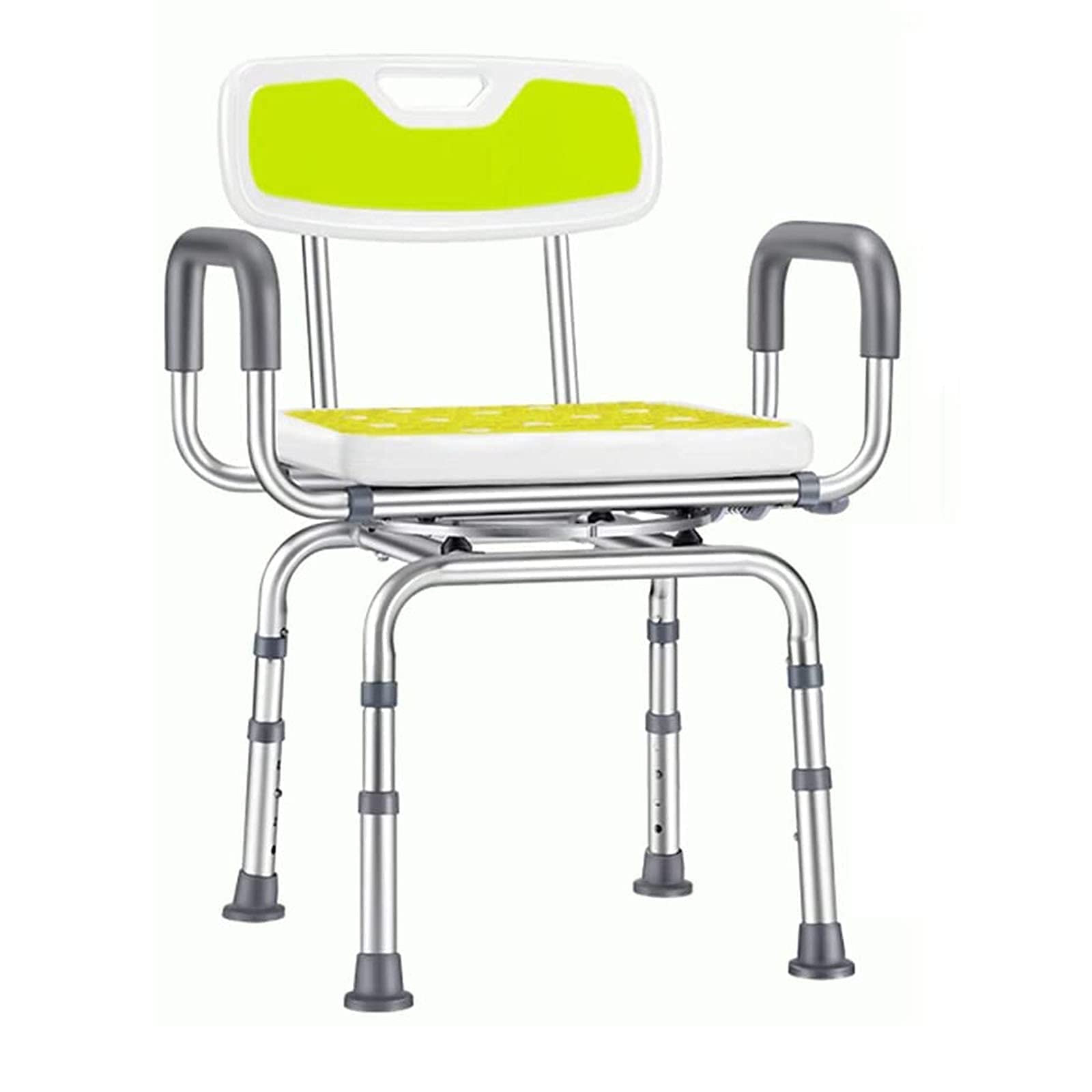 Silla de Ducha para Personas Mayores, Altura Ajustable con Brazos y Asiento de Ducha Trasero, en Forma de U, Recorte para la Ayuda del Taburete de Ducha, Giratorio Asiento de baño