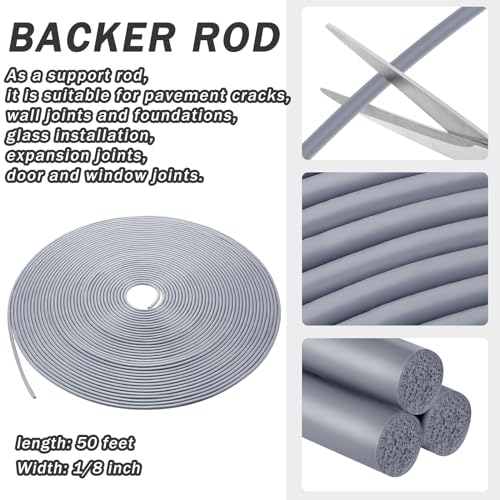 Image of Frienda Backer Rod Foam Rubber Caulk Saver Concrete Expansion Joint Filler Weather Strip Seal for Gaps and Joints (Grey,1 /8 Inch X 50 ft)