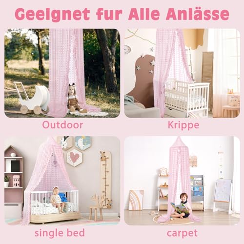 Image of Bed Canopy for Girls - Princess Bed Canopy - Crib Canopy for Boys and Girls Bedroom Decor, Suitable for Use in Cribs Canopy Bed Curtains (Pink)