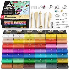 Arteza Polymer Clay Kit, Modeling Clay Oven Bake for Adults and Teens with 5 Sculpting Tools, 42 Colors, Made for Clay Earrings, Jewelry Making and Crafts