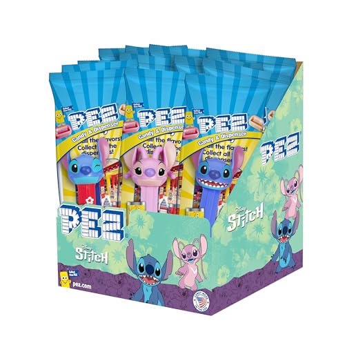 Image of Disney Stitch PEZ Dispensers Party Pack - 12 Count Individually Wrapped Candy & Collectible Dispensers, Birthday Party Favors, Gift Bags, Event Treats
