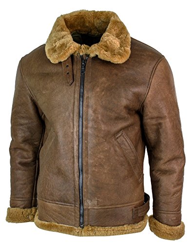 Infinity Leather Mens Retro Vintage Classic Real Sheepskin RAF Pilot Flying Jacket Tan Ginger Fur Zip3