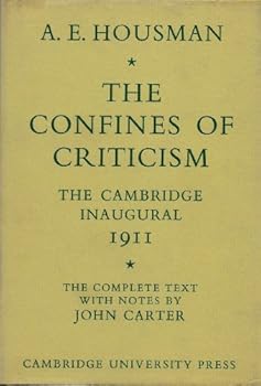 Hardcover The Confines of Criticism: The Cambridge Inaugural 1911 Book