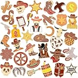DTOFOOT 36 PCS Western Enamel Pins Western Lapel Badges Bulk Brown Theme Western Brooch Pins for Clothes Bags Backpack Hat Jacket Decoration Western Theme Party Favors Accessories