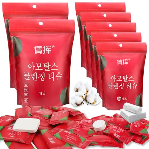 GZhaizhuan 140 Pcs Serviette Compressée Jetable Portable - 100 Rondes + 40 Carrées pour Voyages, Camping, Piqueniquer, Randonnée, Sport